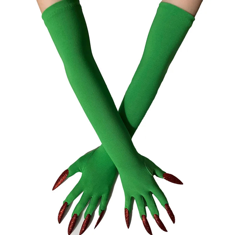 Cool Halloween Gloves Long Ghost Claw Dress up Gloves Fashion Black Long Nails Cosplay Halloween Funny Gloves