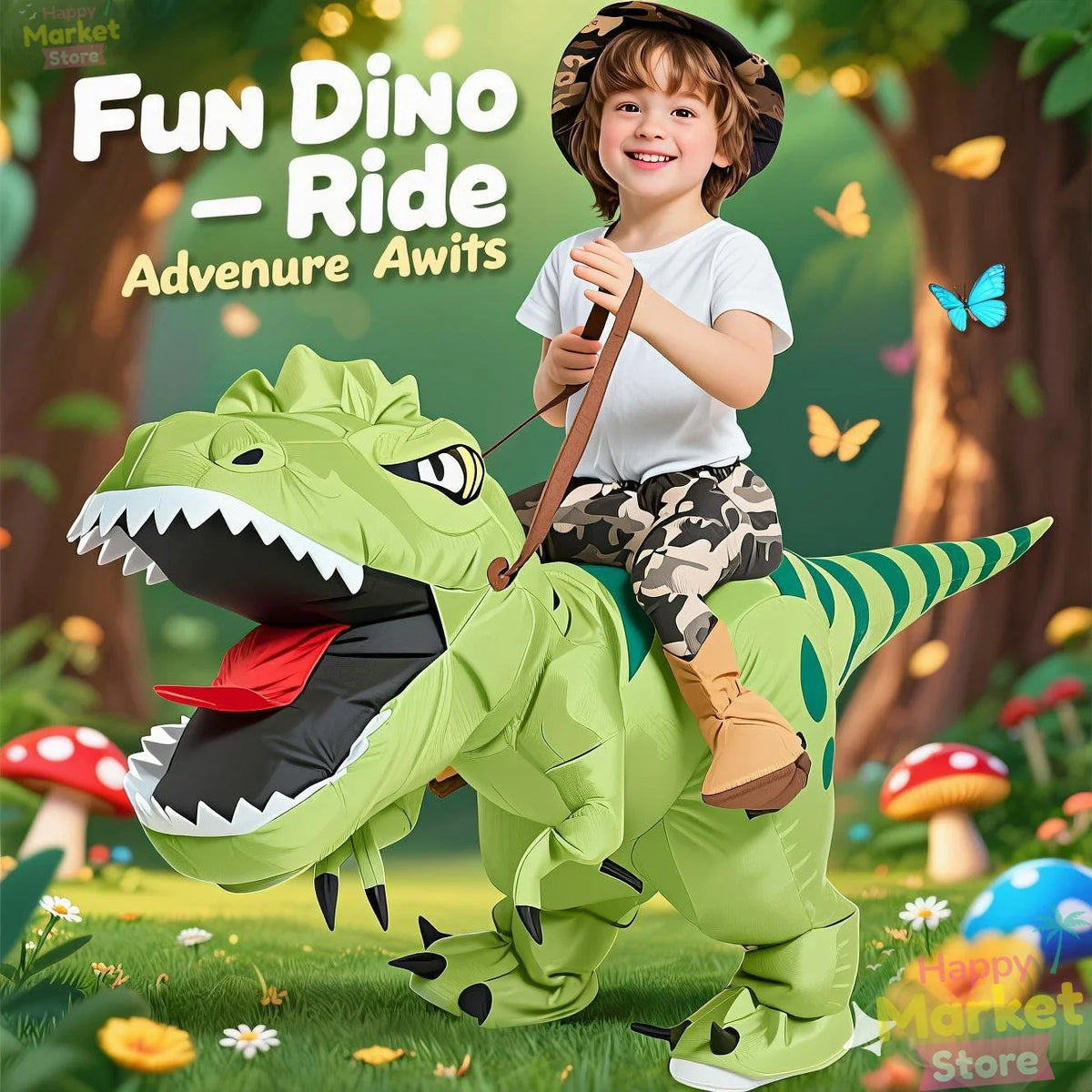 Costume gonflable T-Rex - porté par un enfant