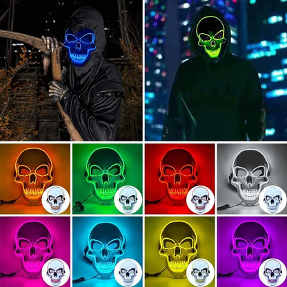 Fashion Horror Halloween Skull Mask LED Light Cosplay Costume Cosplay Mask Halloween LED Cold Light Mask Halloween Party