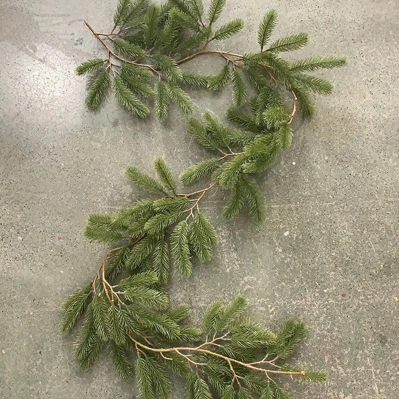 Artificial Green Plants 2023 New Year Christmas Garland Wreaths Home Party Decoration Pine Tree Rattan Hanging Ornament for Kids