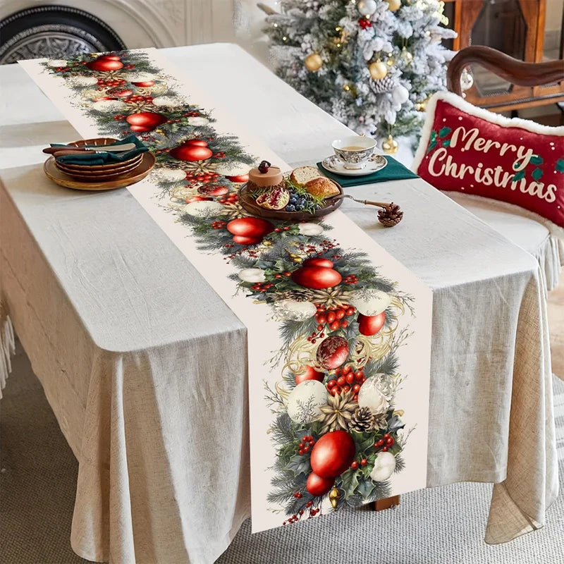Christmas Table Runner Merry Christmas Decoration for Home Xmas Table Decor 2026 Navidad Notal Noel Ornament Happy New Year 2027