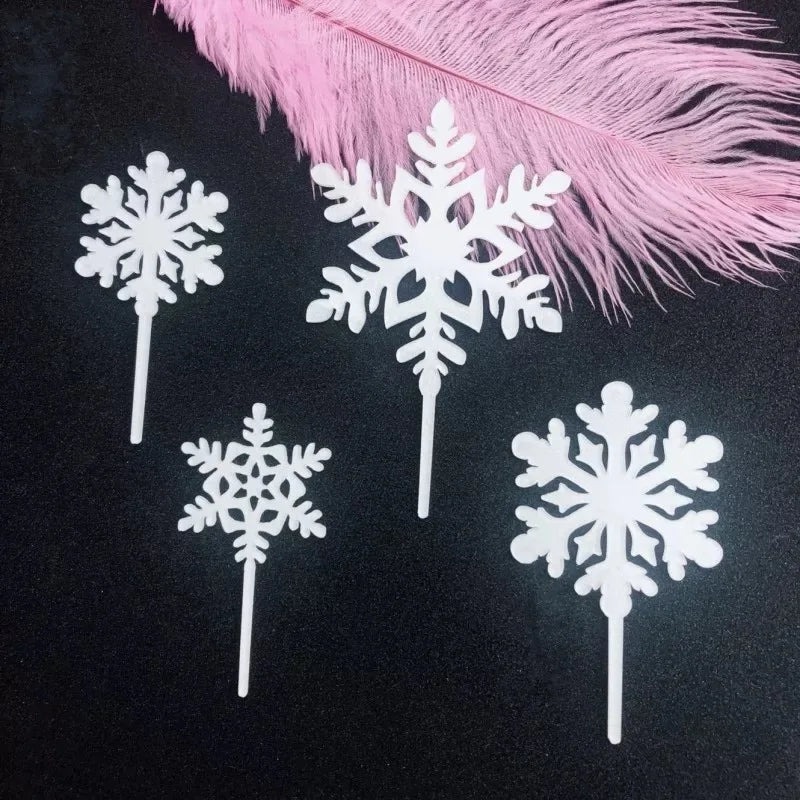 New Snowflake Four Piece Acrylic Party Cake Topper for 1St Birthday Christmas Happy New Year 2020 Party Cake Decoration Supplies