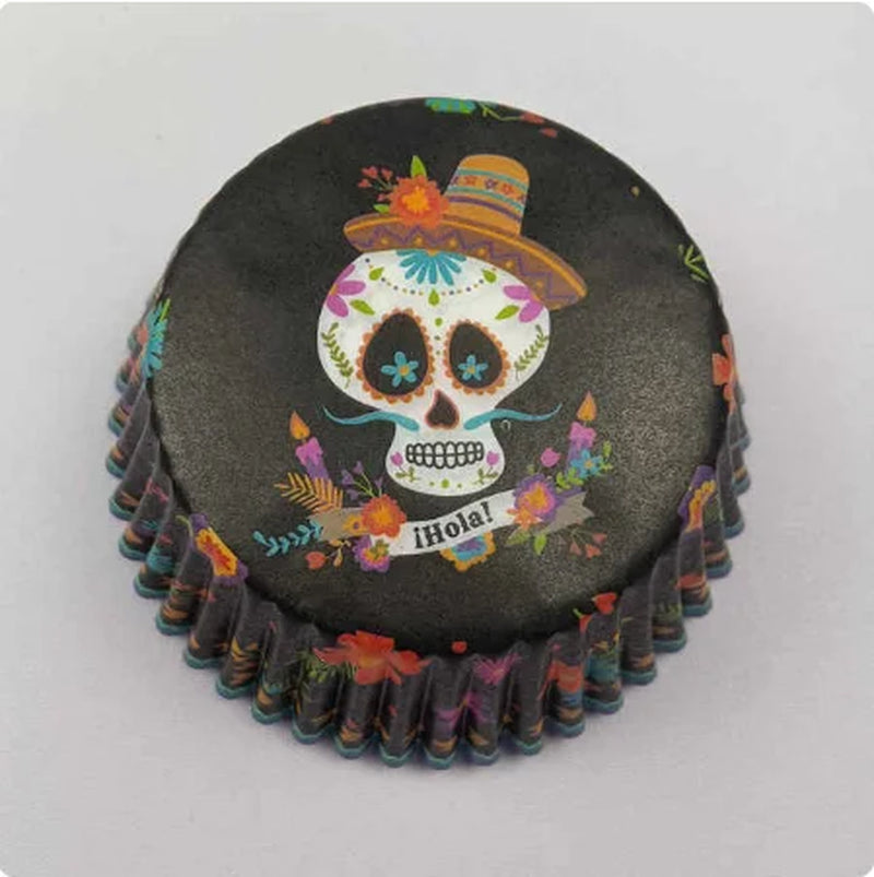 100X Halloween Ghost Spider Pumpkin Skull Merry Christmas Trick or Treat Cupcake Liners Muffin Baking Cups Wrapper Tray Holder