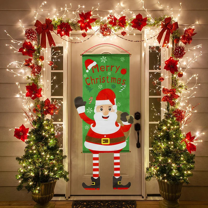 Merry Christmas Decorations Porch Banner Hanging Ornament New Year Sign for Home Front Door Wall Xmas Natal Noel 2022 Decor