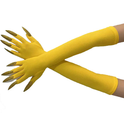 Cool Halloween Gloves Long Ghost Claw Dress up Gloves Fashion Black Long Nails Cosplay Halloween Funny Gloves