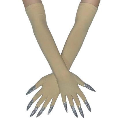 Cool Halloween Gloves Long Ghost Claw Dress up Gloves Fashion Black Long Nails Cosplay Halloween Funny Gloves