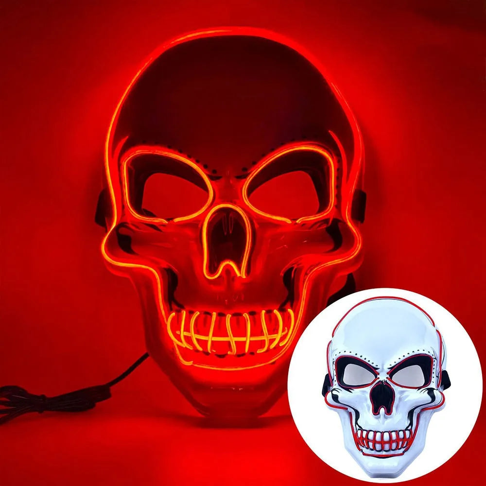Fashion Horror Halloween Skull Mask LED Light Cosplay Costume Cosplay Mask Halloween LED Cold Light Mask Halloween Party