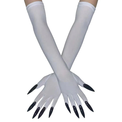 Cool Halloween Gloves Long Ghost Claw Dress up Gloves Fashion Black Long Nails Cosplay Halloween Funny Gloves