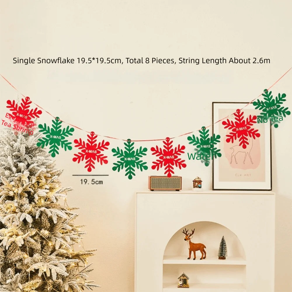 Kawaii Felt Christmas Banner Hanging Bunting Merry Christmas Christmas Ornaments Reusable Xmas Decorations