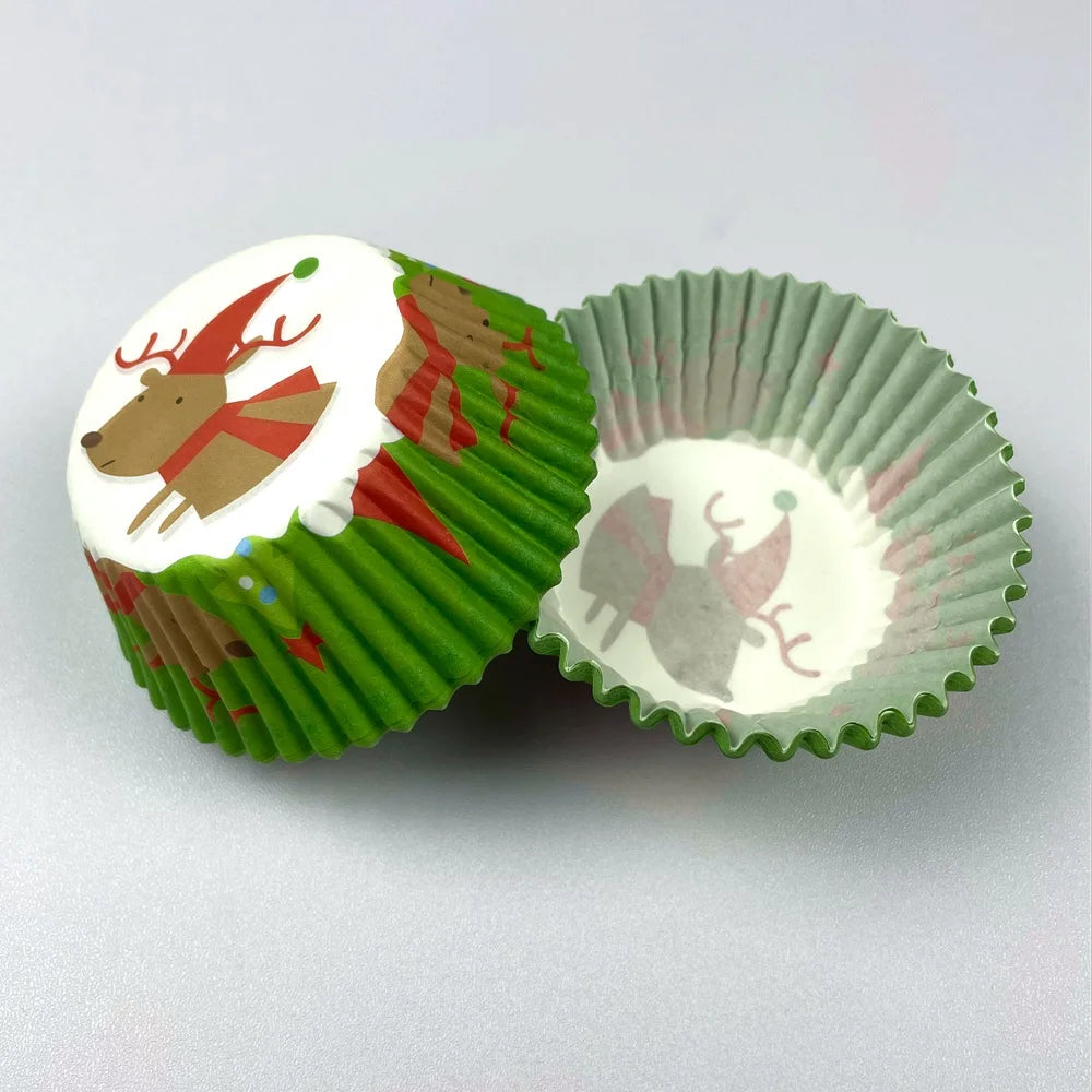 100X Halloween Ghost Spider Pumpkin Skull Merry Christmas Trick or Treat Cupcake Liners Muffin Baking Cups Wrapper Tray Holder