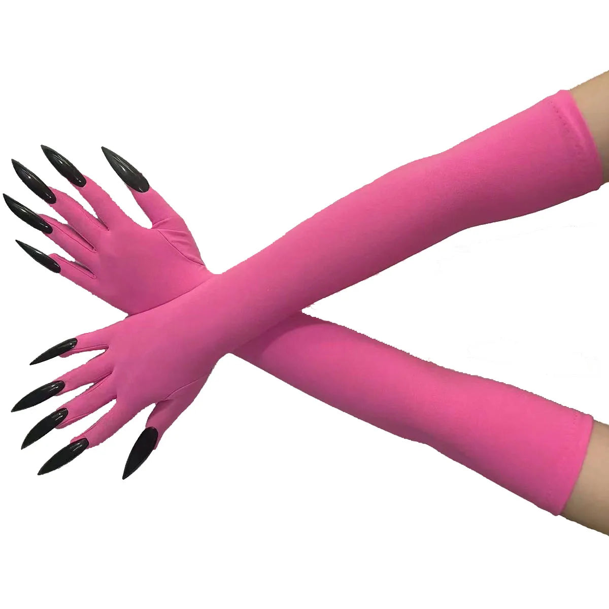 Cool Halloween Gloves Long Ghost Claw Dress up Gloves Fashion Black Long Nails Cosplay Halloween Funny Gloves