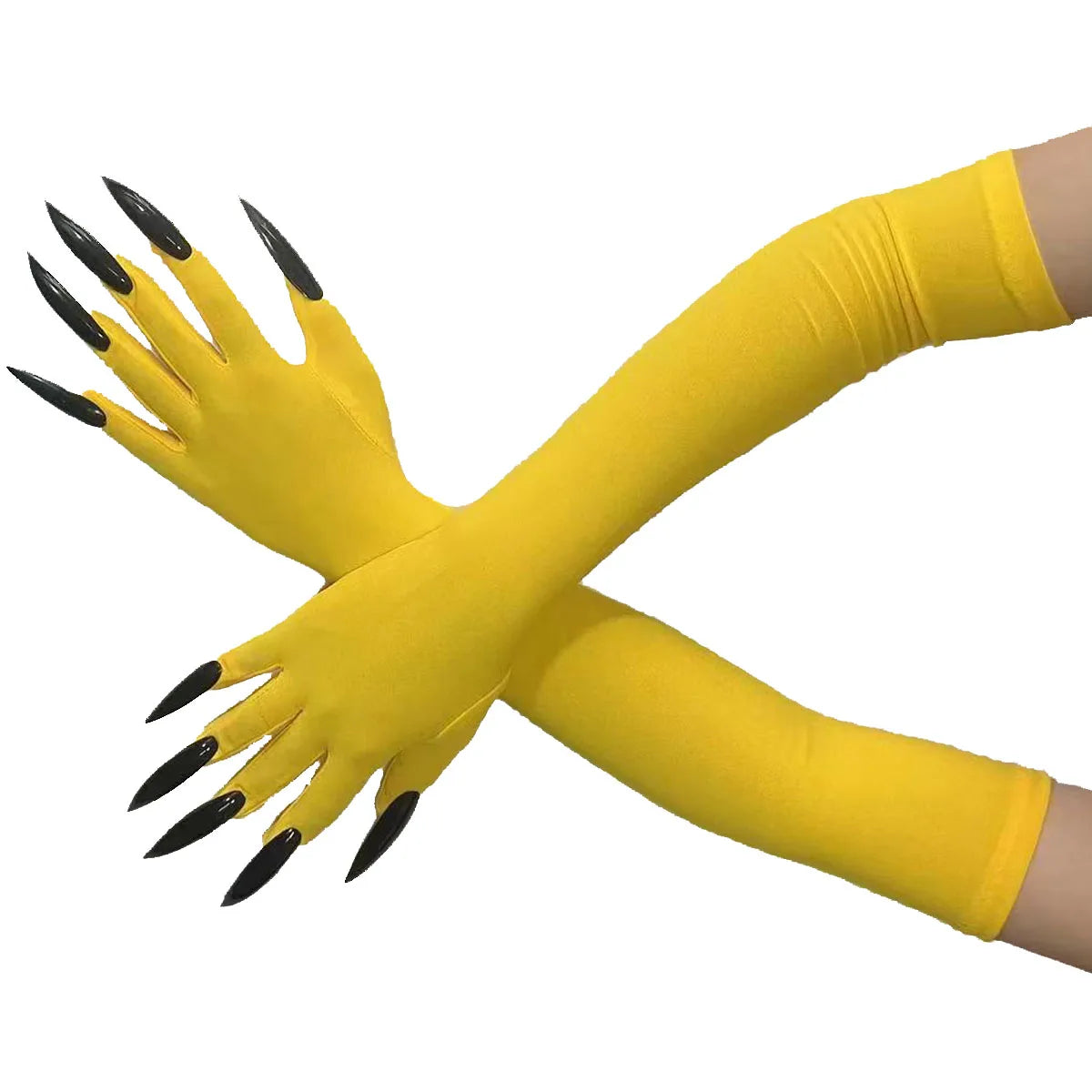Cool Halloween Gloves Long Ghost Claw Dress up Gloves Fashion Black Long Nails Cosplay Halloween Funny Gloves