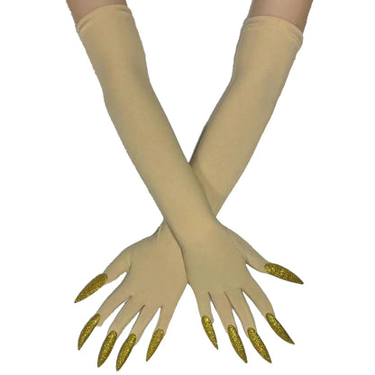 Cool Halloween Gloves Long Ghost Claw Dress up Gloves Fashion Black Long Nails Cosplay Halloween Funny Gloves