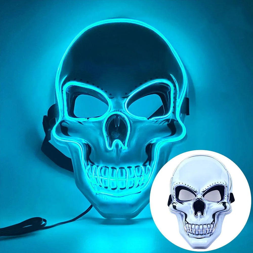 Fashion Horror Halloween Skull Mask LED Light Cosplay Costume Cosplay Mask Halloween LED Cold Light Mask Halloween Party