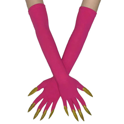 Cool Halloween Gloves Long Ghost Claw Dress up Gloves Fashion Black Long Nails Cosplay Halloween Funny Gloves