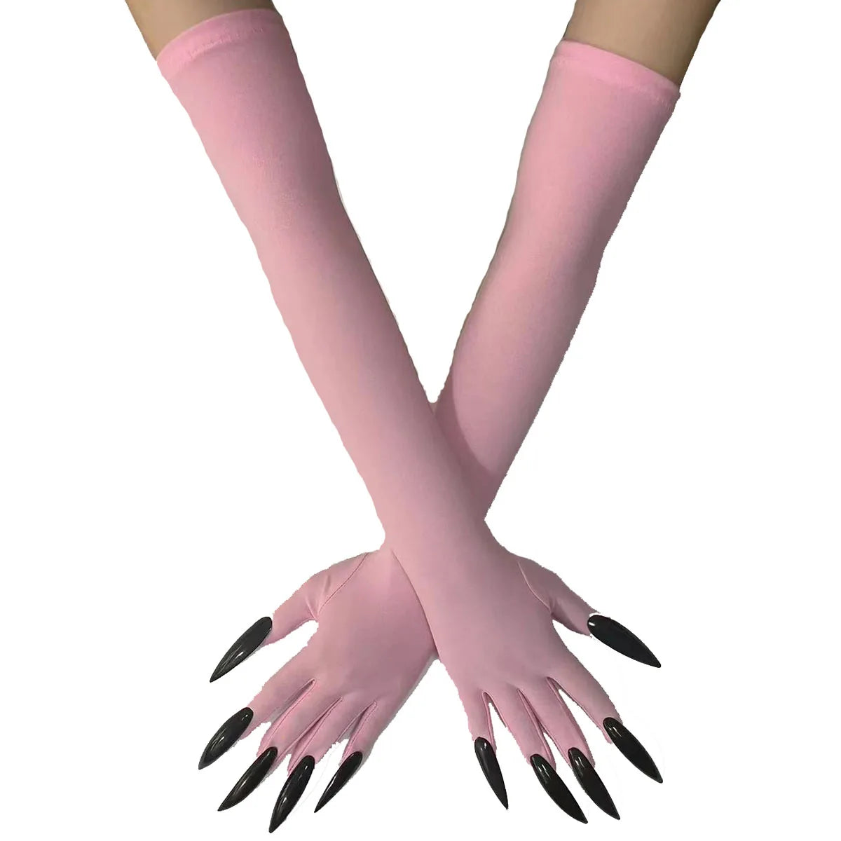 Cool Halloween Gloves Long Ghost Claw Dress up Gloves Fashion Black Long Nails Cosplay Halloween Funny Gloves