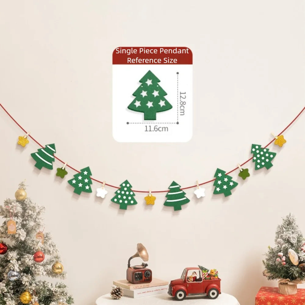 Kawaii Felt Christmas Banner Hanging Bunting Merry Christmas Christmas Ornaments Reusable Xmas Decorations