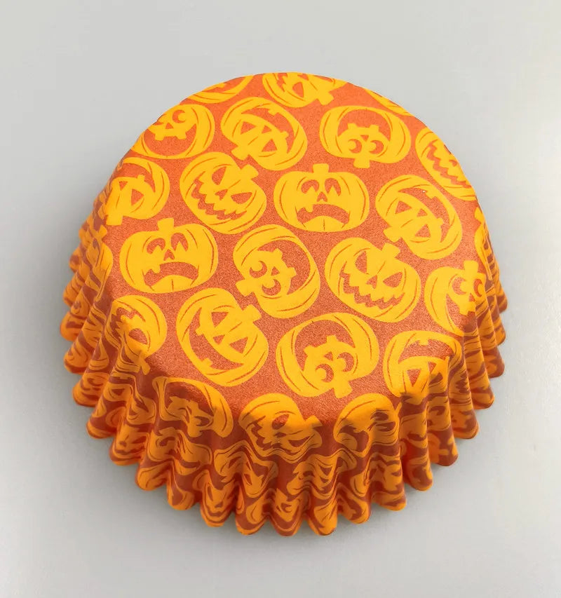 100X Halloween Ghost Spider Pumpkin Skull Merry Christmas Trick or Treat Cupcake Liners Muffin Baking Cups Wrapper Tray Holder