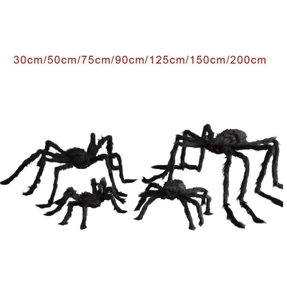 Halloween Big Plush Spider Horror Halloween Decoration Party Prop Outdoor Giant Spider Decor 30-200Cm Chamber Prank